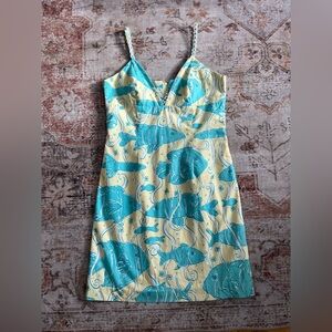 Lilly Pulitzer Blue and Yellow Fish Print Dress